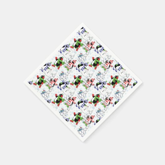 Serviette En Papier Christmas penguin ice skating (Coin)