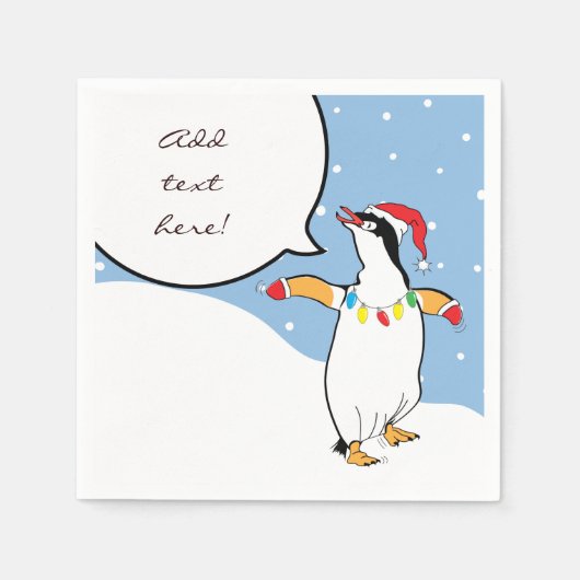 Serviette En Papier Christmas Père Noël Penguin dit (Devant)