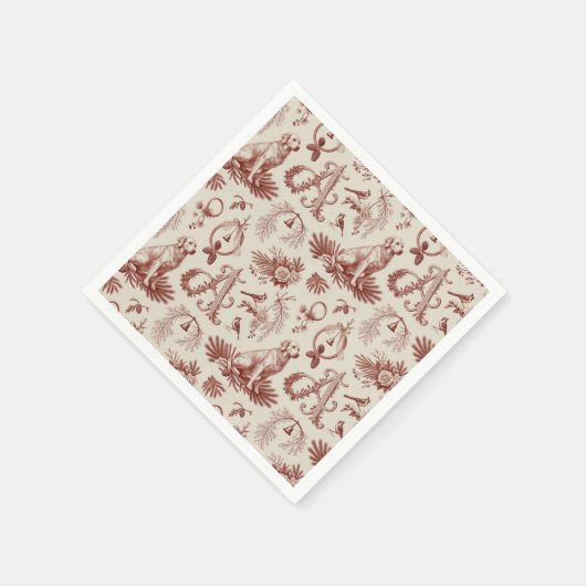 Serviette En Papier Christmas Pet Monogram A Golden Retriever (Coin)