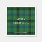 Serviette En Papier Christmas Plaid Davidson Tartan Motif Green (Devant)