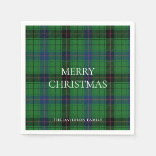 Serviette En Papier Christmas Plaid Davidson Tartan Motif Green