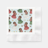 Serviette En Papier Christmas Poinsettia African American Angels (Devant)