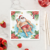 Serviette En Papier Christmas Pool Party with Santa Claus (En situation)