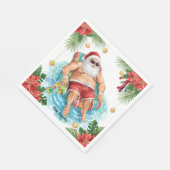 Serviette En Papier Christmas Pool Party with Santa Claus (Coin)