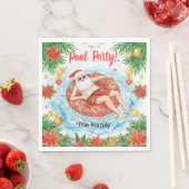 Serviette En Papier Christmas Pool Party with Santa Claus (En situation)