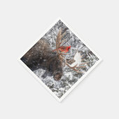 Serviette En Papier Christmas Red Cardinal On Snowy Moose Antlers (Coin)