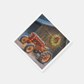 Serviette En Papier Christmas Red Farm Tractor With Glowing Wreath (Coin)