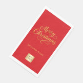 Serviette En Papier Christmas red gold business logo (Coin)