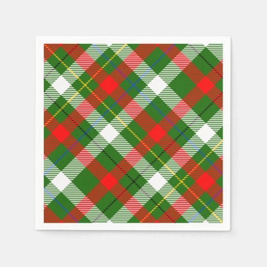 Serviette En Papier Christmas Red Green White Flannel Plaid Design  (Devant)