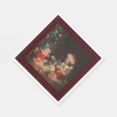 Serviette En Papier Christmas Red Plaid Custom Family Photo (Coin)