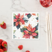 Serviette En Papier Christmas Red Poinsettia Festive Glitter Holiday (En situation)