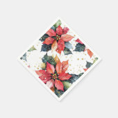 Serviette En Papier Christmas Red Poinsettia Festive Glitter Holiday (Coin)