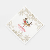 Serviette En Papier Christmas Reindeer Anniversaire Gold Snowflakes (Coin)