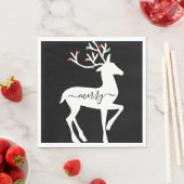 Serviette En Papier Christmas Reindeer Joyeux Black Paper (En situation)