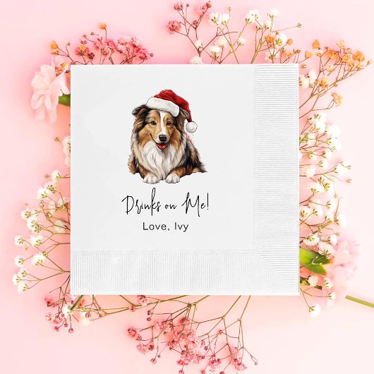 Serviette En Papier Christmas Rough Collie Chien Boit Sur Moi