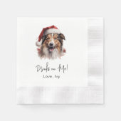 Serviette En Papier Christmas Rough Collie Chien Boit Sur Moi (Devant)
