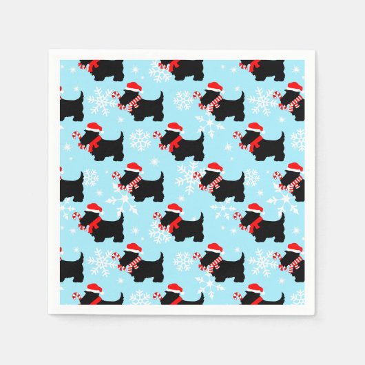 Serviette En Papier Christmas Scottie Dogs Pattern (Devant)