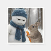 Serviette En Papier Christmas Scowling Snowman With a Bunny (Devant)