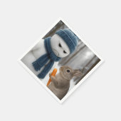 Serviette En Papier Christmas Scowling Snowman With a Bunny (Coin)