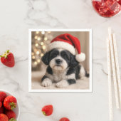 Serviette En Papier Christmas Shih Tzu Dog With Santa Hat (En situation)