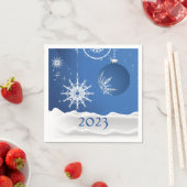 Serviette En Papier Christmas Snowflake Snow 2023 Ajouter Nom Papier (En situation)