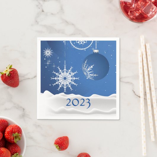 Serviette En Papier Christmas Snowflake Snow 2023 Ajouter Nom Papier (En situation)