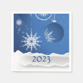 Serviette En Papier Christmas Snowflake Snow 2023 Ajouter Nom Papier (Devant)