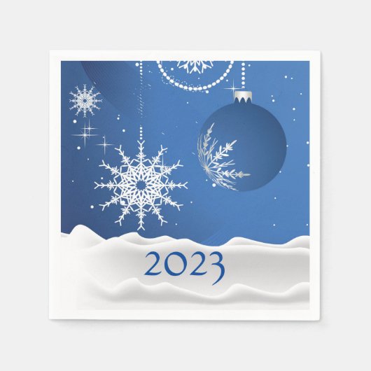 Serviette En Papier Christmas Snowflake Snow 2023 Ajouter Nom Papier (Devant)