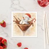 Serviette En Papier Christmas Snowman In a Chocolate Martini (En situation)