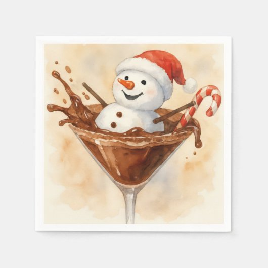 Serviette En Papier Christmas Snowman In a Chocolate Martini (Devant)