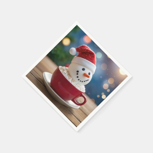 Serviette En Papier Christmas Snowman In Hot Cocoa (Coin)