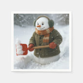 Serviette En Papier Christmas Snowman Shoveling Snow (Devant)