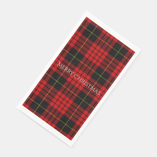 Serviette En Papier Christmas Tartan Plaid Joyeux Noël (Coin)
