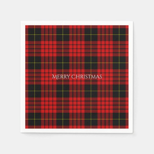 Serviette En Papier Christmas Tartan Plaid Joyeux Noël (Devant)