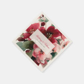 Serviette En Papier  Christmas Themed Red Floral Wedding  (Coin)