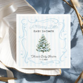 Serviette En Papier Christmas Tree Blue Winter Baby Shower
