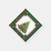Serviette En Papier Christmas Tree Green Plaid with Holly (Coin)