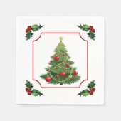 Serviette En Papier Christmas Tree with Holly (Devant)