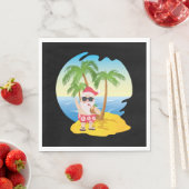 Serviette En Papier Christmas Tropical Beach Funny Santa Claus (En situation)