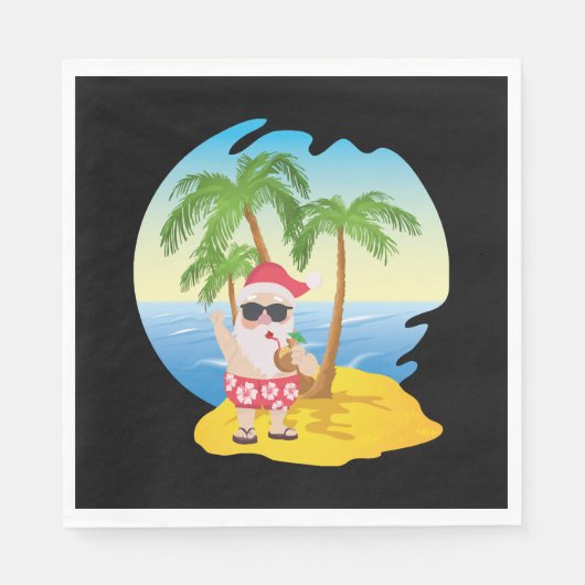 Serviette En Papier Christmas Tropical Beach Funny Santa Claus (Devant)