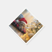 Serviette En Papier Christmas Weimaraner Dog By a Tree (Coin)