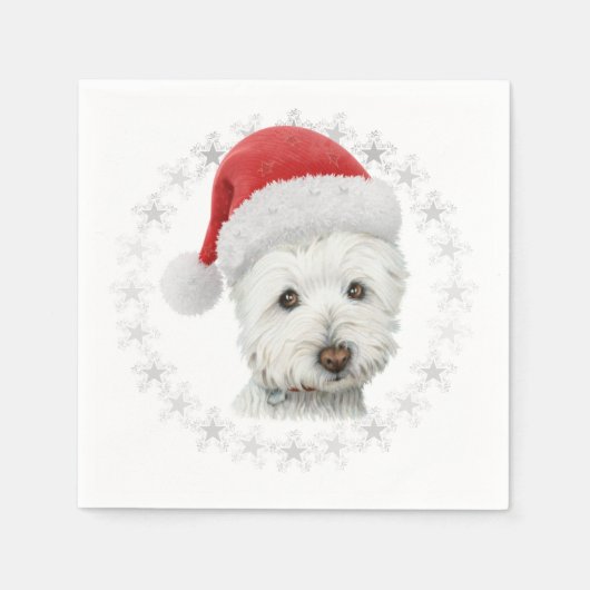 Serviette En Papier Christmas Westie Chien Art Napkin (Devant)