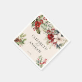 Serviette En Papier Christmas Winter Floral |  Wedding  (Coin)