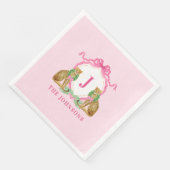 Serviette En Papier Christmas Wreath Leopard Crest Monogram  (Coin)