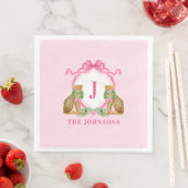 Serviette En Papier Christmas Wreath Leopard Crest Monogram  (En situation)