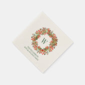 Serviette En Papier Christmas Wreath Monogram Name Holiday Party (Coin)