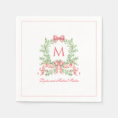 Serviette En Papier Christmas Wreath w Candy Cane Bow | Monogram (Devant)