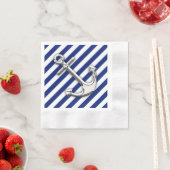 Serviette En Papier Chrome Anchor on Navy Stripes (En situation)