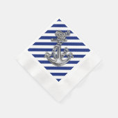 Serviette En Papier Chrome Anchor on Navy Stripes (Coin)
