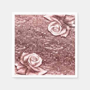 Serviette En Papier Chrome Liquide Or Rose Métallisé Chic Glamour Soir